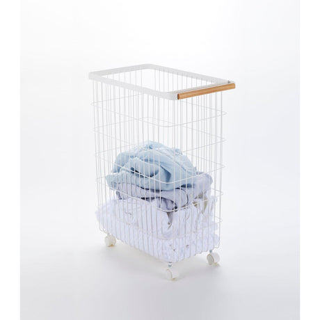 Rolling Wire Basket (24" H) - Steel + Wood