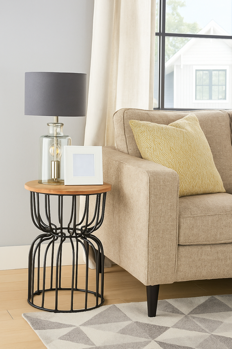 Roost End table in Mango wood and iron