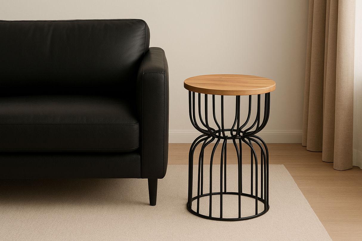 Roost End table in Mango wood and iron-End table-Parc Decor