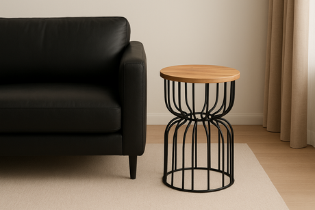Roost End table in Mango wood and iron-End table-Parc Decor