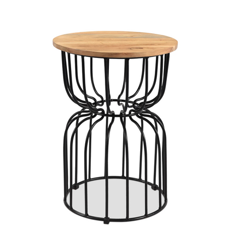 Roost End table in Mango wood and iron-End table-Parc Decor
