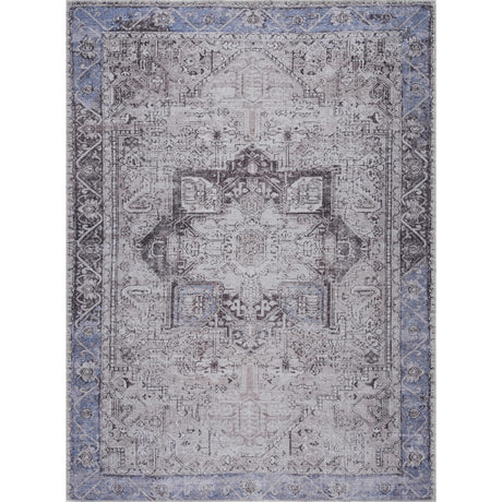 Rosman Blue&Beige - Promo Washable Area Rug - Clearance-Rugs-Parc Decor