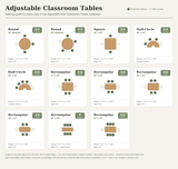 Round Adjustable Kids Classroom Table – 36" Diameter, 13" to 17" Height