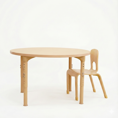 Round Adjustable Kids Classroom Table – 36" Diameter, 17" to 25" Height