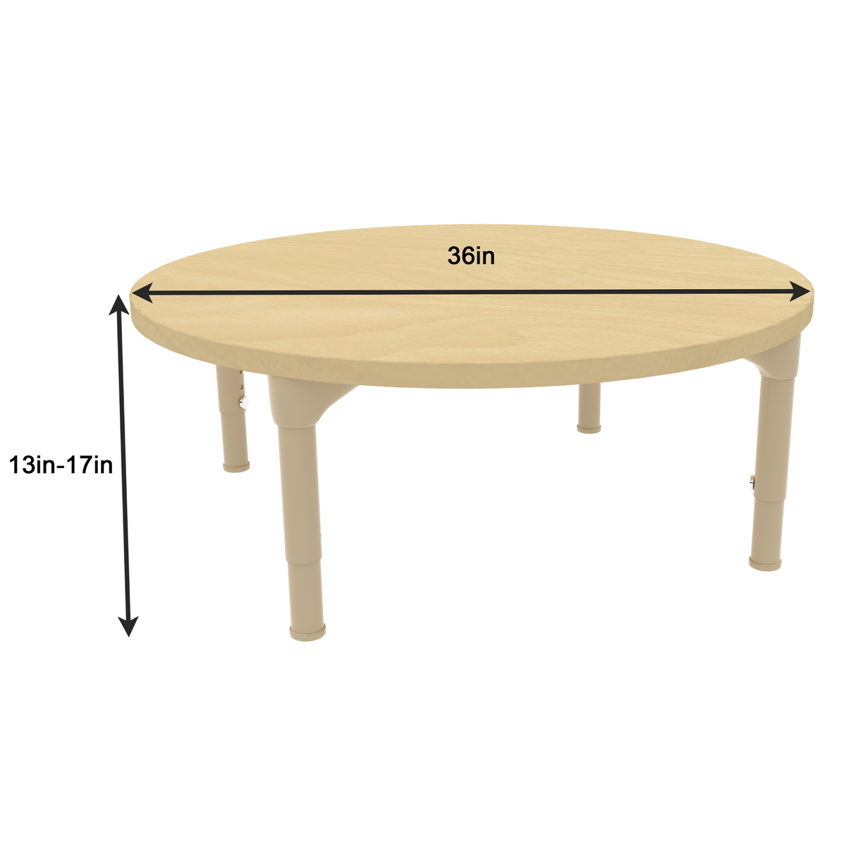 Round Adjustable Kids Table – 36" Diameter, 13" to 17" Height | Toddler & Preschool Activity Table for Classrooms & Daycares