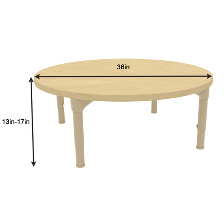 Round Adjustable Kids Table – 36" Diameter, 13" to 17" Height | Toddler & Preschool Activity Table for Classrooms & Daycares