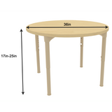 Round Adjustable Kids Table – 36" Diameter, 17" to 25" Height | Classroom, Montessori & Daycare Activity Table
