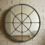 Round Industrial Grid Wall Mirror-Mirror-Parc Decor