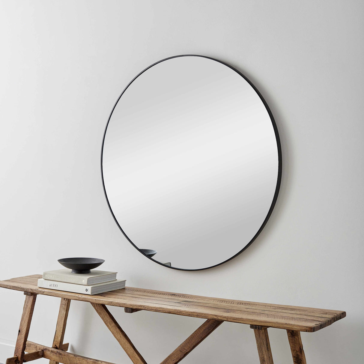 Round Mirror with Black Aluminum Frame-Mirrors-Parc Decor