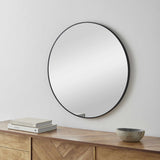 Round Mirror with Black Aluminum Frame-Mirrors-Parc Decor