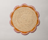 Round Pink Raffia Placemat – 14” Handwoven Crochet – Garden Party & Summer Table Decor-table top-Parc Decor