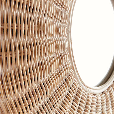 Round Woven Rattan Wall Mirror-Mirror-Parc Decor