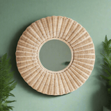 Round Woven Rattan Wall Mirror-Mirror-Parc Decor