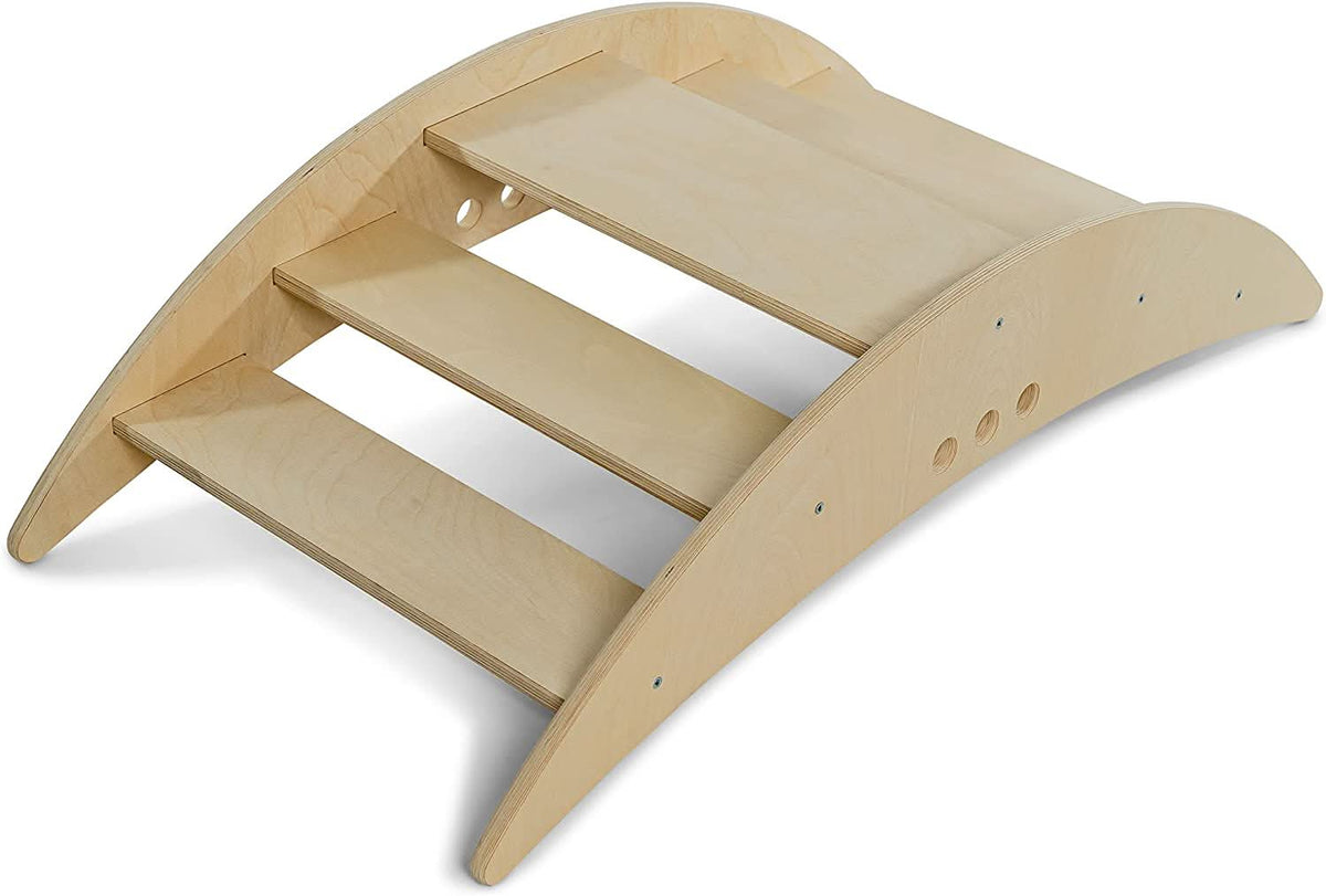 Rowan 2-in-1 Rocking Boat & Climbing Bridge | Montessori Wooden Rocker and Step Climber for Toddlers