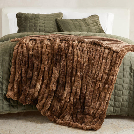 Ruched Faux Fur Throw Blanket - Alondra Collection-Blankets-Parc Decor