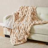 Ruched Faux Fur Throw Blanket - Alondra Collection-Blankets-Parc Decor