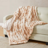 Ruched Faux Fur Throw Blanket - Alondra Collection-Blankets-Parc Decor