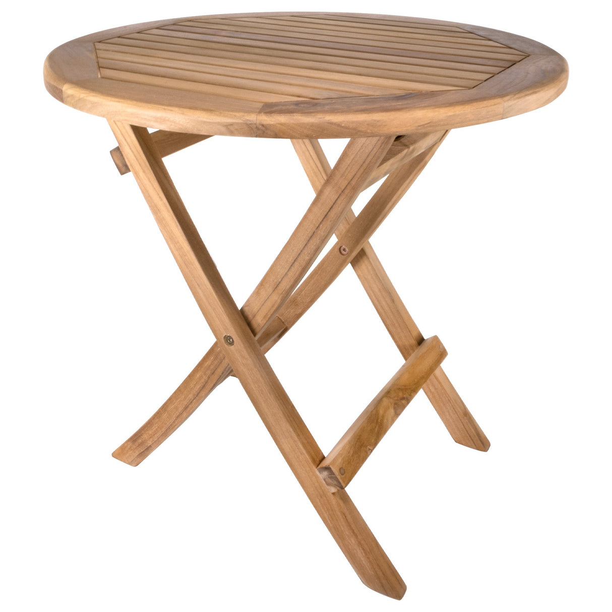 Ruger Natural Teak Outdoor Round Folding Side Table-Side Table-Parc Decor