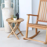 Ruger Natural Teak Outdoor Round Folding Side Table-Side Table-Parc Decor