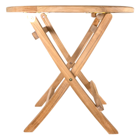 Ruger Natural Teak Outdoor Round Folding Side Table-simple-Parc Decor