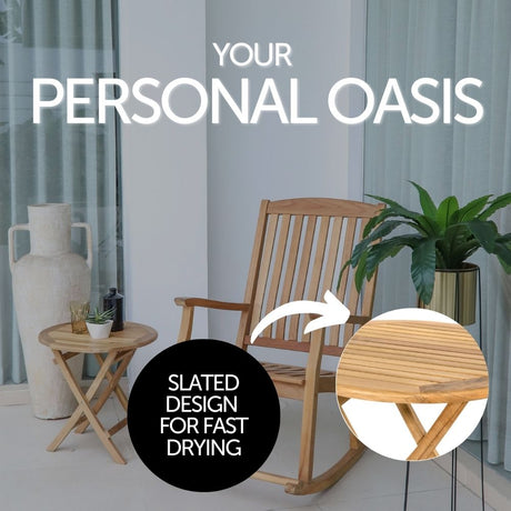 Ruger Natural Teak Outdoor Round Folding Side Table-simple-Parc Decor