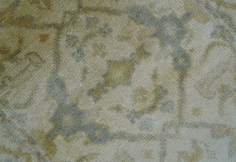 Runner Hand Knotted Traditional Oushak Design Beige 3x10 Wool Rug