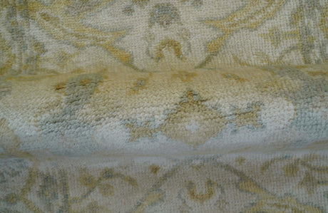 Runner Hand Knotted Traditional Oushak Design Beige 3x10 Wool Rug