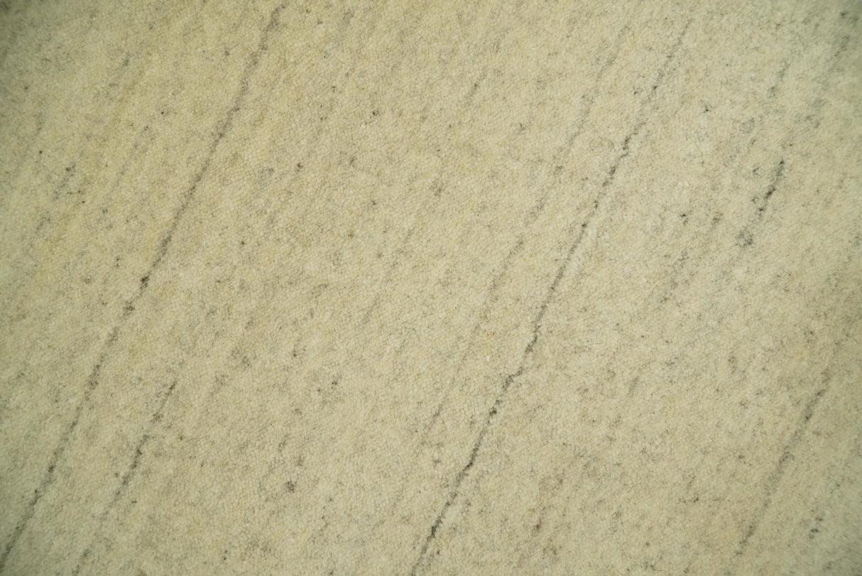 Runner Solid Beige Natural Farmhouse Wool Hand Woven Rug
