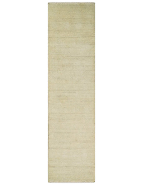 Runner Solid Beige Natural Farmhouse Wool Hand Woven Rug