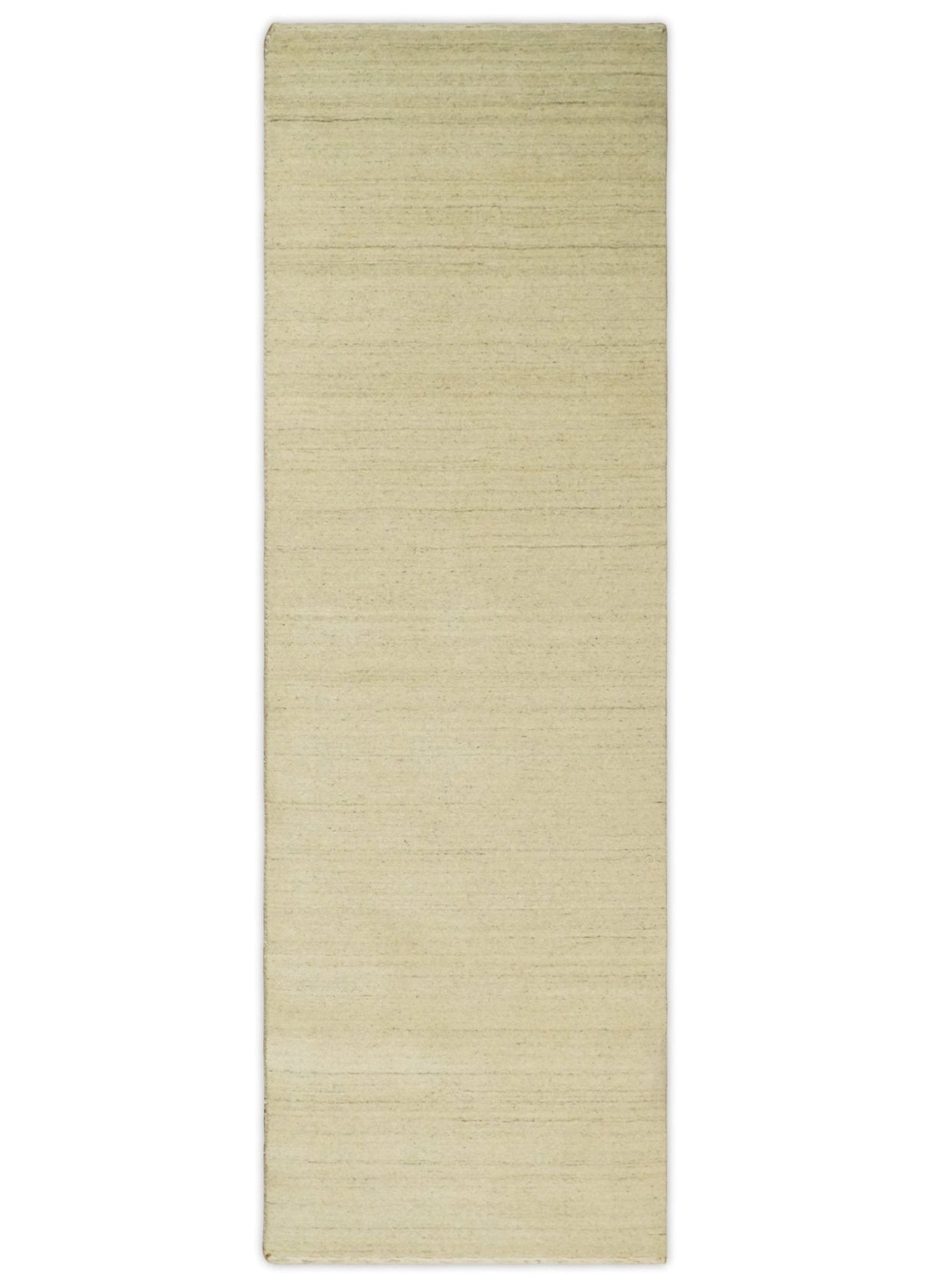 Runner Solid Beige Natural Farmhouse Wool Hand Woven Rug