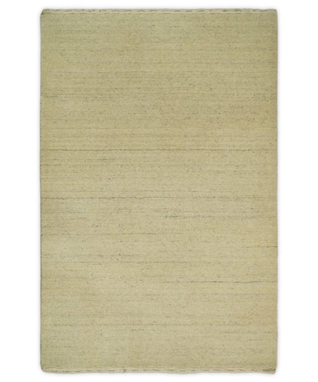 Runner Solid Beige Natural Farmhouse Wool Hand Woven Rug