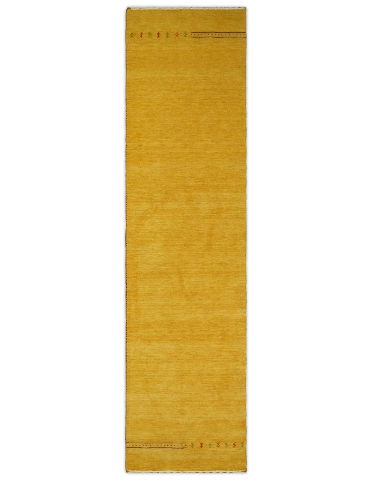 Runner Solid Gold Wool Hand Woven Modern Southwestern Tribal Lori Gabbeh Rug