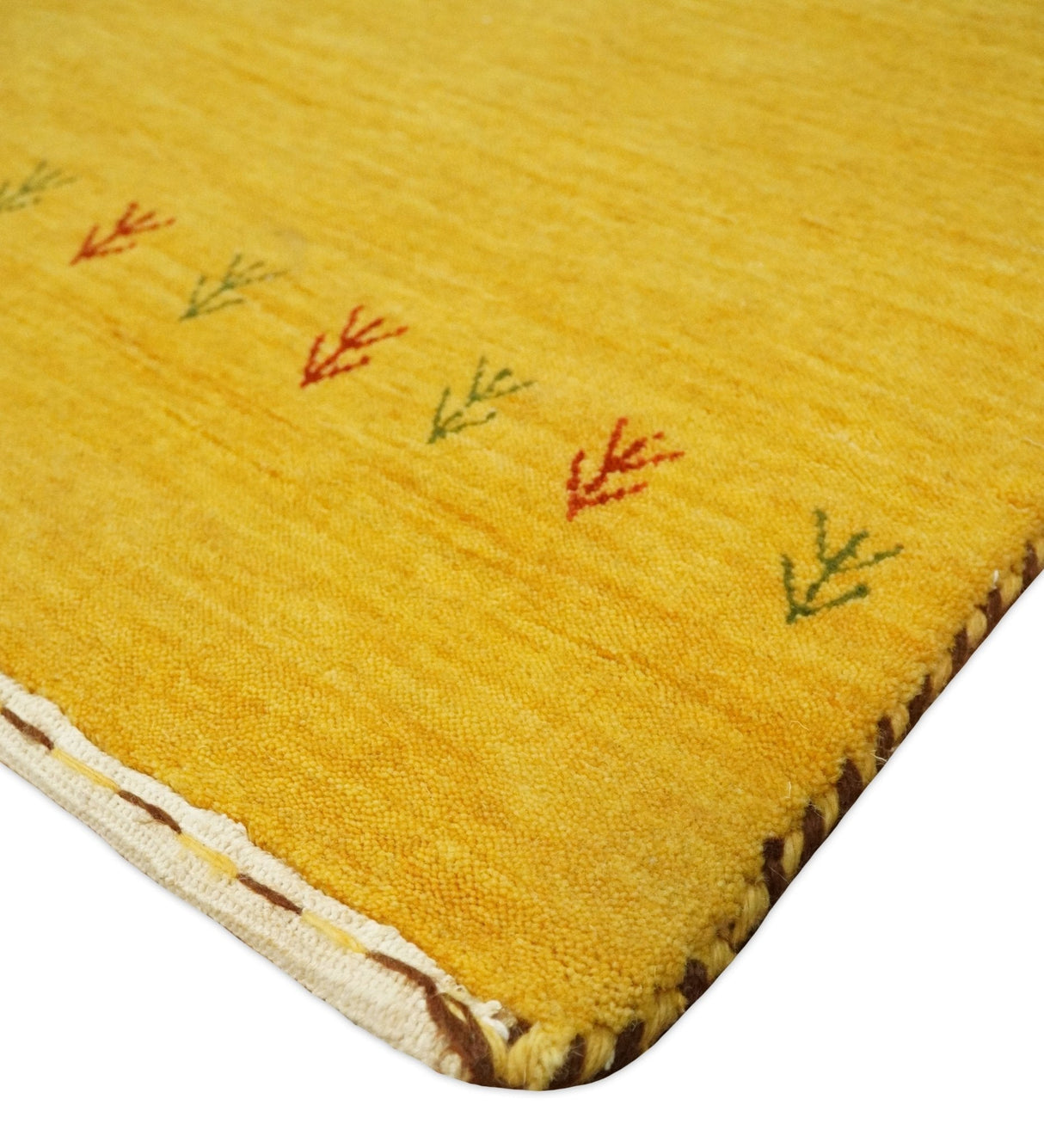 Runner Solid Gold Wool Hand Woven Modern Southwestern Tribal Lori Gabbeh Rug