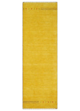 Runner Solid Gold Wool Hand Woven Modern Southwestern Tribal Lori Gabbeh Rug