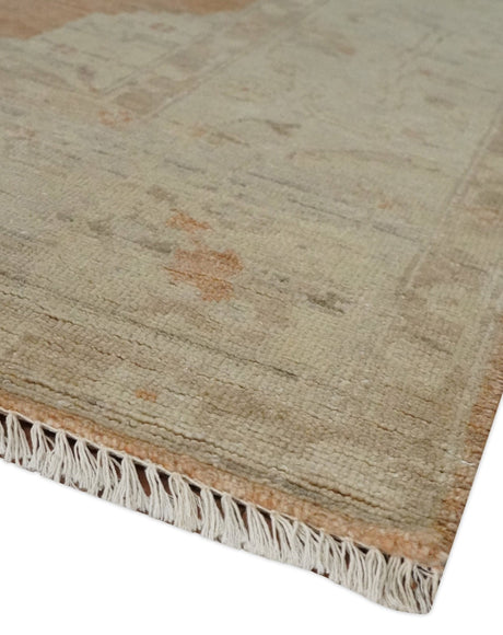 Rust and Beige Hand knotted Oriental Oushak 8x10 wool Area Rug