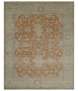 Rust and Beige Hand knotted Oriental Oushak 8x10 wool Area Rug
