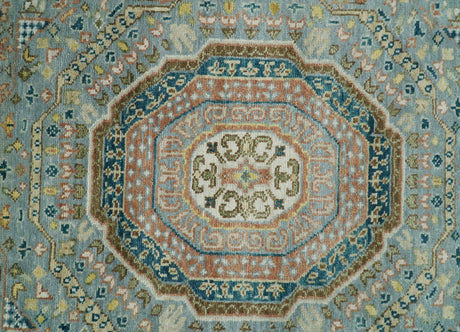 Rust and Blue Hand Knotted traditional Antique look Turkish Mamluk Living Room Multi Size wool Area Rug