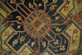 Rust And Blue Traditional Heriz Hand knotted Wool Area Rug