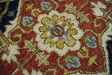 Rust And Blue Traditional Medallion Hand Knotted Wool Area Rug