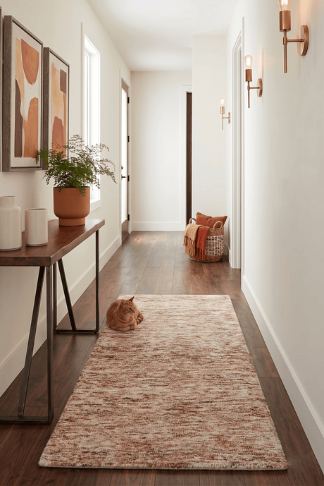 Rust and Ivory Modern Solid Design Hand Tufted Wool Area Rug