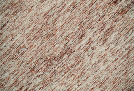 Rust and Ivory Modern Solid Design Hand Tufted Wool Area Rug