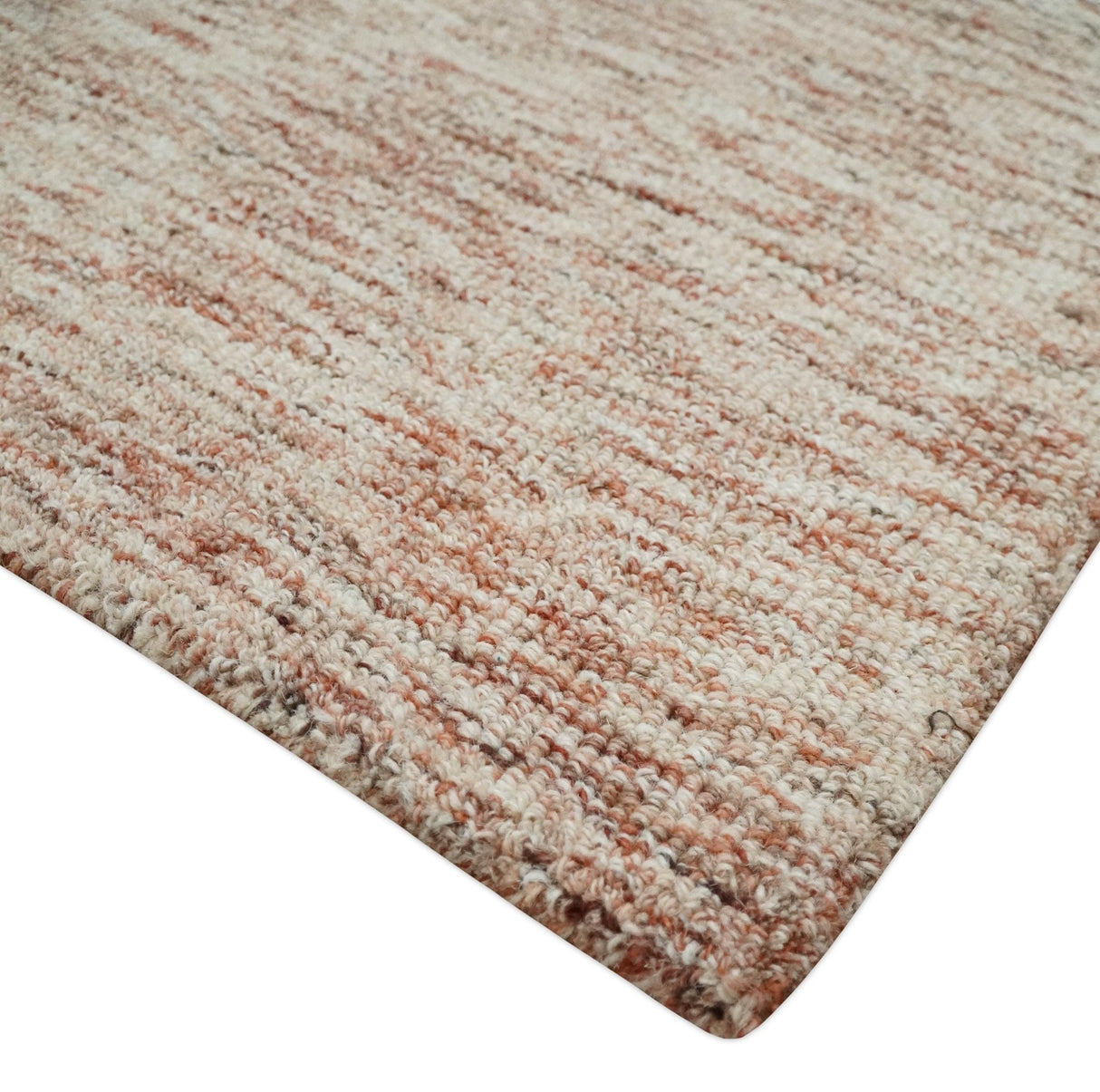 Rust and Ivory Modern Solid Design Hand Tufted Wool Area Rug
