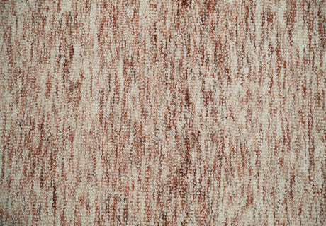 Rust and Ivory Modern Solid Design Hand Tufted Wool Area Rug