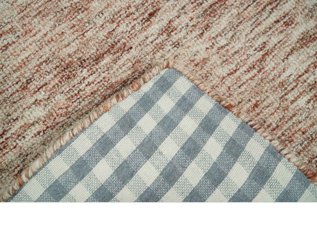 Rust and Ivory Modern Solid Design Hand Tufted Wool Area Rug