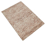 Rust and Ivory Modern Solid Design Hand Tufted Wool Area Rug