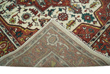Rust And Ivory Traditional Medallion Hand Knotted Wool Area Rug