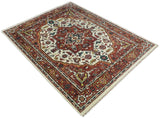 Rust And Ivory Traditional Medallion Hand Knotted Wool Area Rug