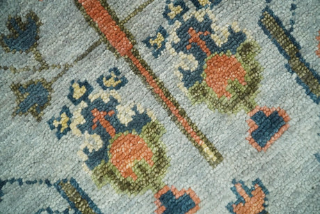 Rust And Silver Tree of life Hand Knotted 4x4 Square Wool Rug