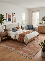 Rust, Beige and Blue Hand knotted Traditional Multi Size Oriental wool Area Rug
