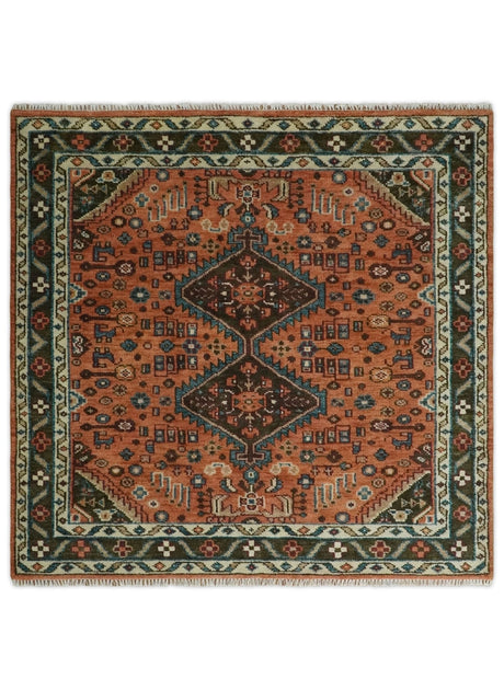 Rust, Ivory and Brown Oriental Traditional Hand knotted Multi Size Area Rug